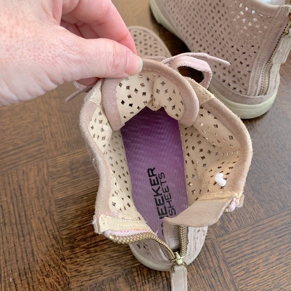 Blush coloured Lazer-cut suede “All-Star style” high top shoes - Picture 7 of 12